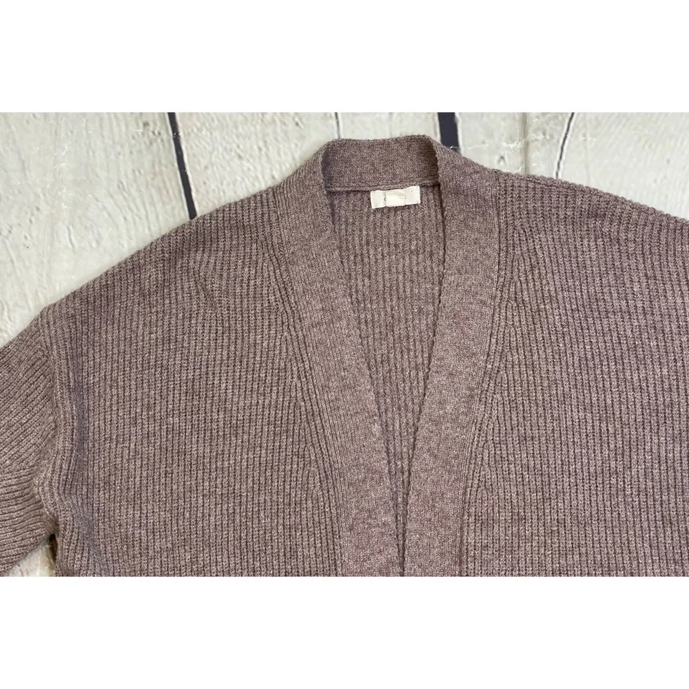 Debut Open Front Ribbed Knit Cardigan